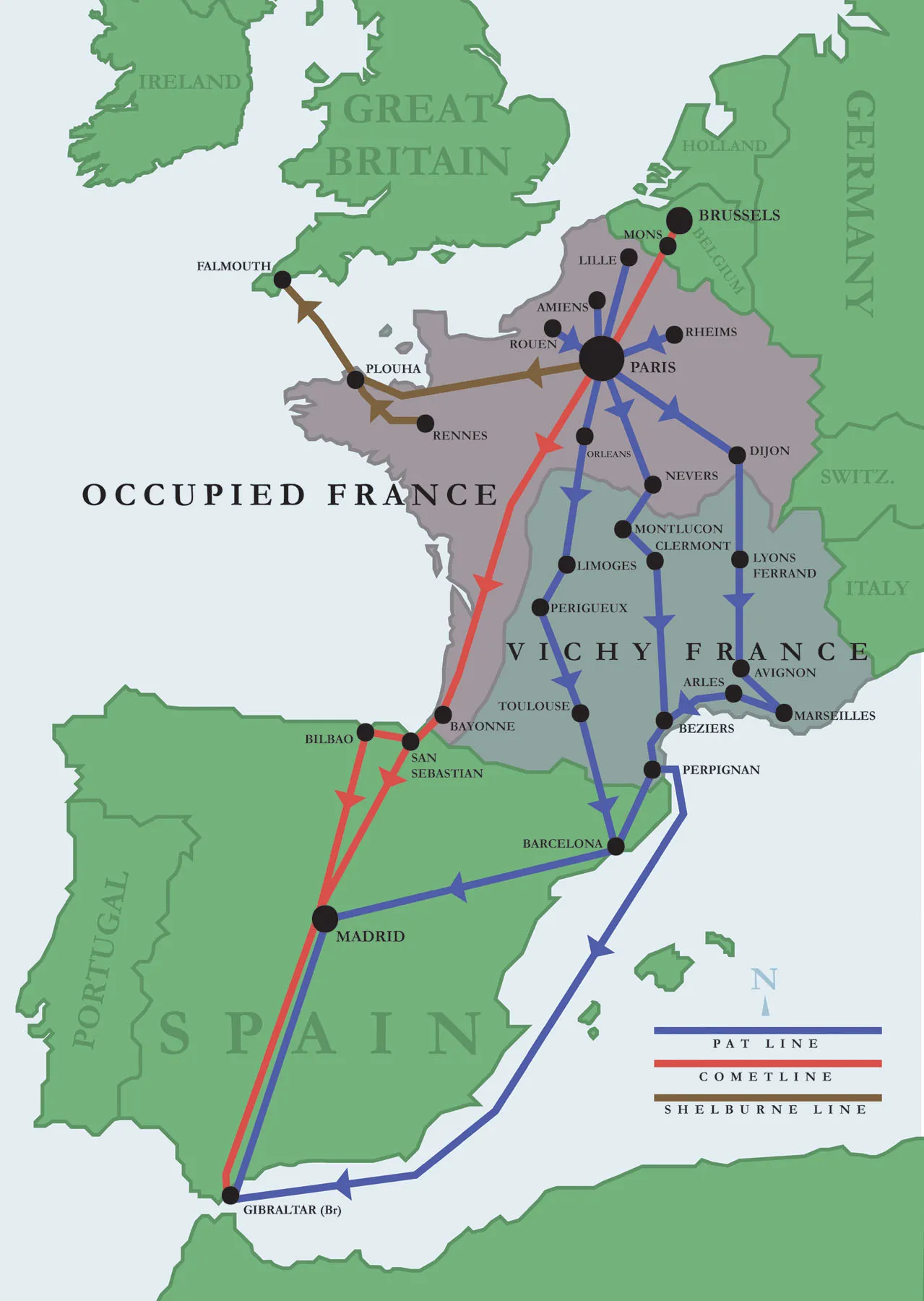 Gibraltar: Gateway to Freedom during WW II - Escape Lines through France
